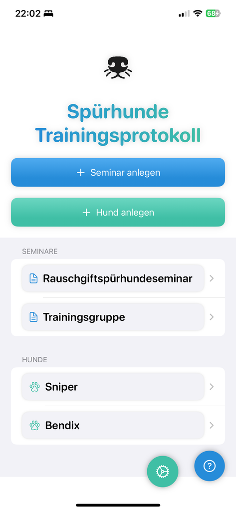 Spürhunde-Trainingsprotokoll-App