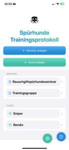Spürhunde-Trainingsprotokoll-App