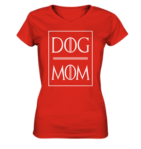 -DOG MOM- - Ladies V-Neck Shirt