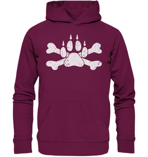 Pfote mit Knochen  - Premium Unisex Hoodie