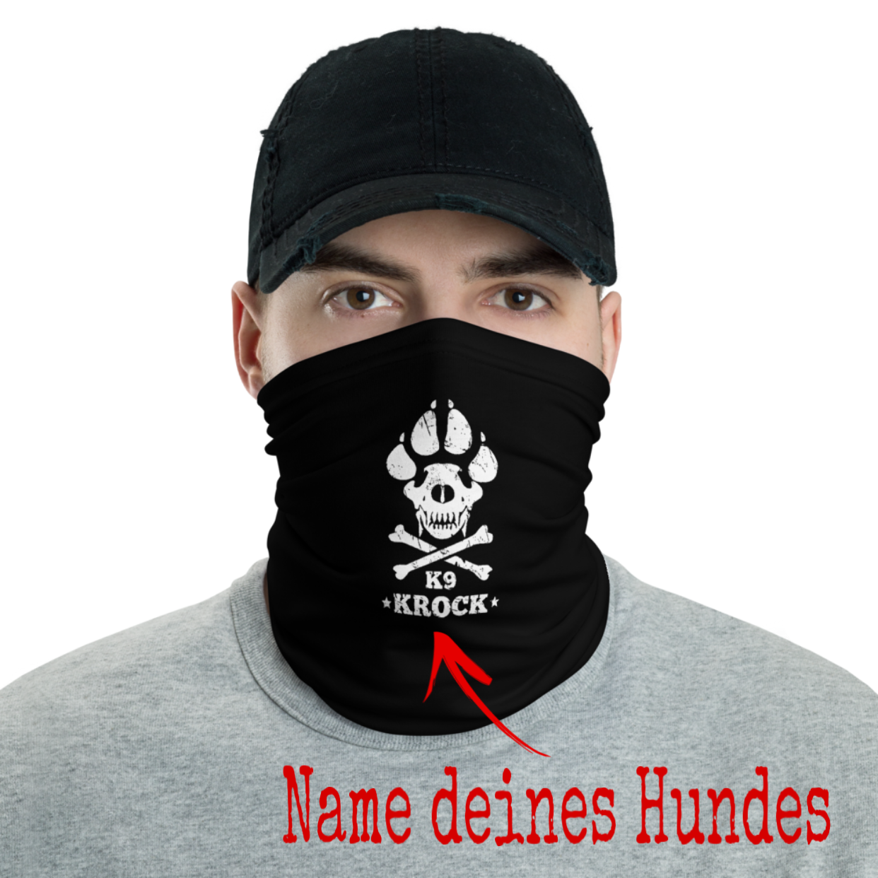 -K9 "NAME DEINES HUNDES"- Personalisierbares Multifunktionstuch