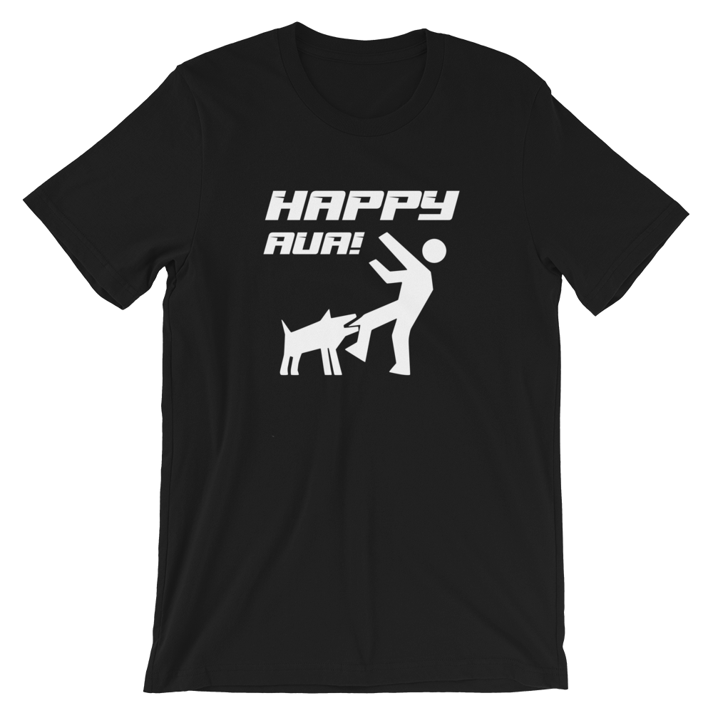 -HAPPY AUA!- Kurzärmeliges Unisex-T-Shirt