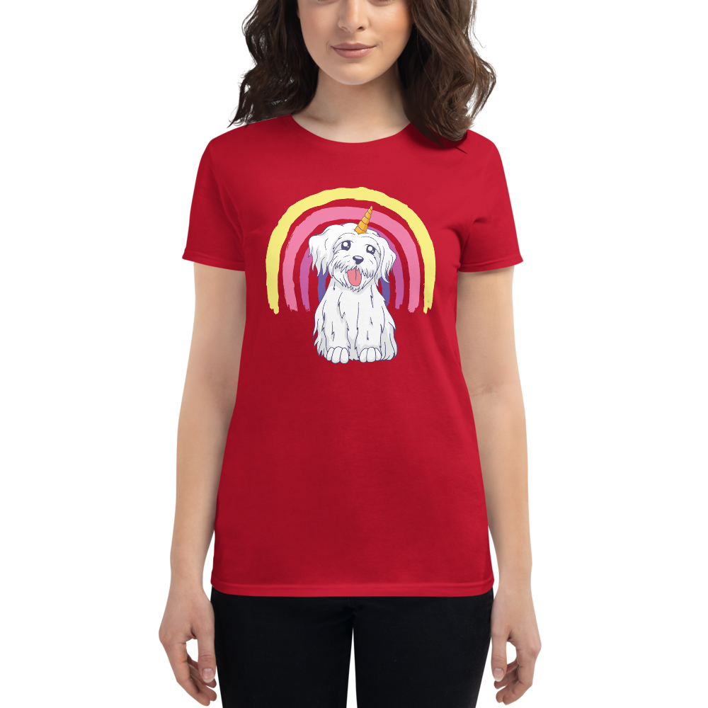 -REGENBOGEN EINHORN HUND- Frauen Kurzärmeliges T-Shirt