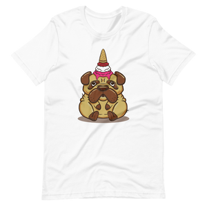 -Hund mit Eistüte- Kurzärmeliges Unisex-T-Shirt